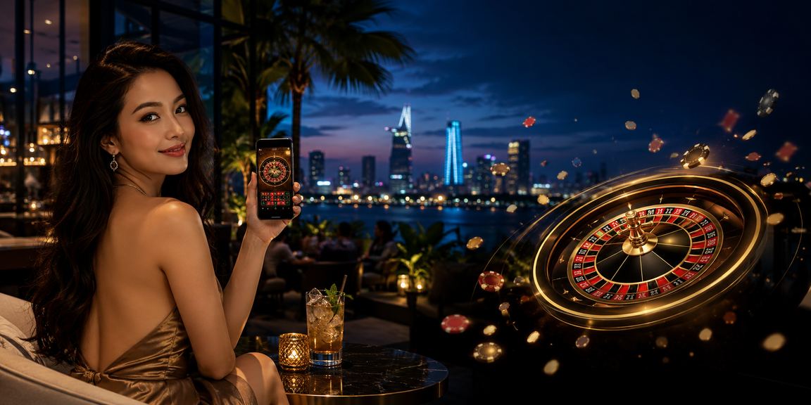 Người dùng tại TP.HCM trải nghiệm roulette trực tuyến qua điện thoại bên ly cà phê buổi tối