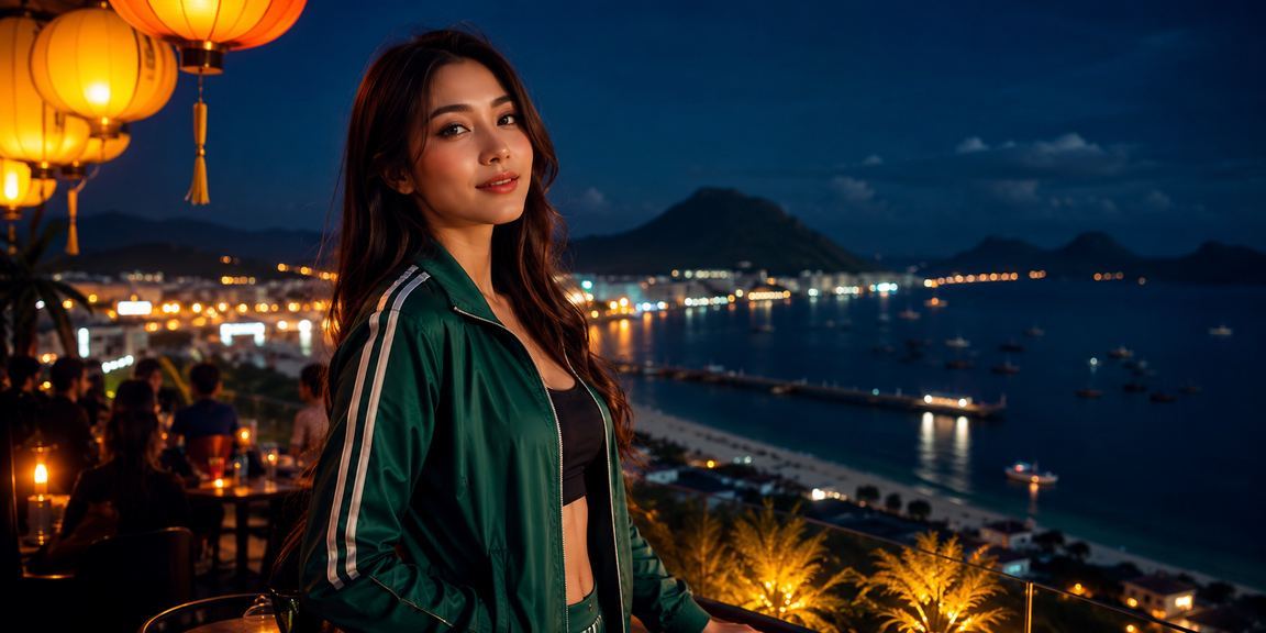 Người chơi tại Hội An xem kết quả Jackpot online dưới ánh đèn lồng buổi tối