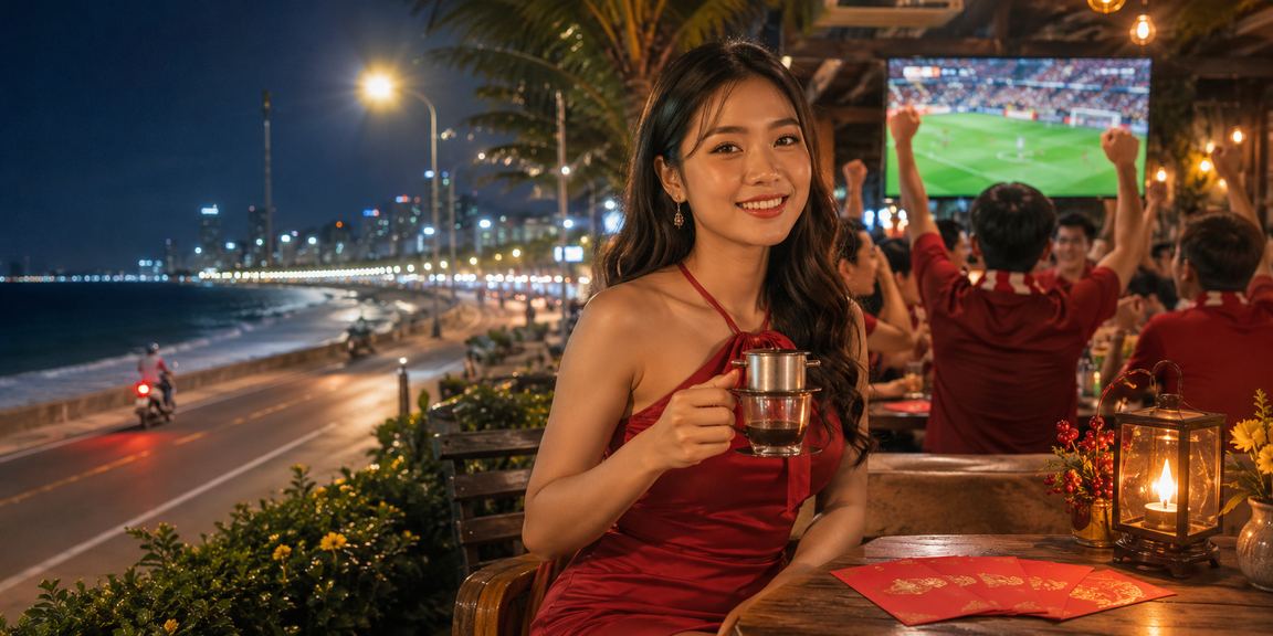 Người chơi tại Phan Thiết nhận thông báo thắng Jackpot trên điện thoại bên ly cà phê sáng